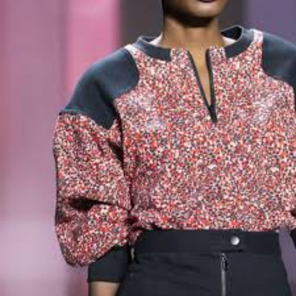 Rebecca Minkoff Sara Floral French Terry Half-Zip Pullover - modified / cut XXS